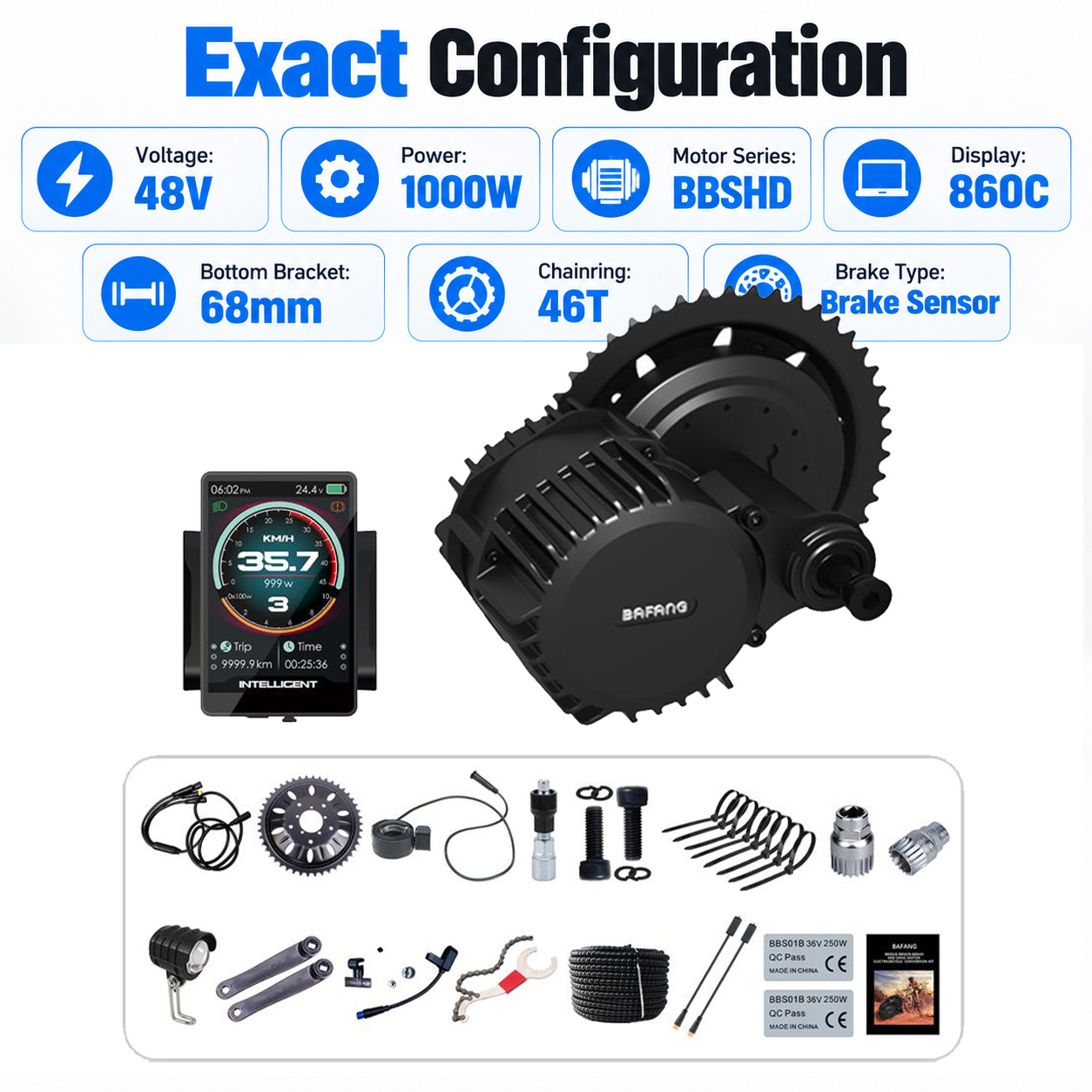 BAFANG 48V 1000W BBSHD Mid Dri - Bafang Bbshd 1000W Conversion Kit recension och pris